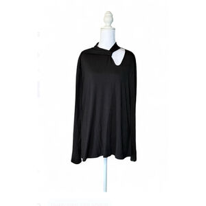 Gibson & Latimer Black Cutout Neck Long Sleeve Top XXL Stretchy